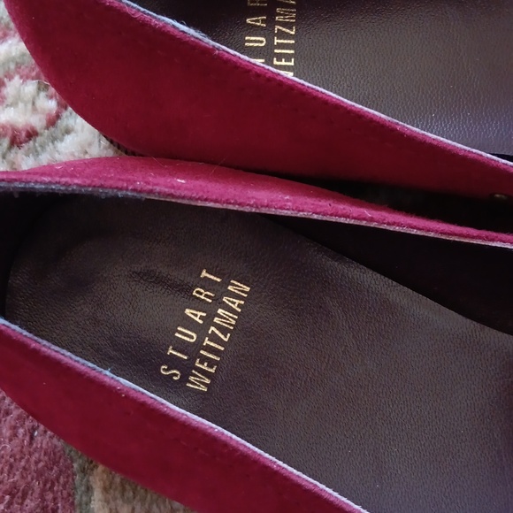 STUART WEITZMAN Burgundy Suede Studded Rubber Soled Flats 8 M - Picture 3 of 6